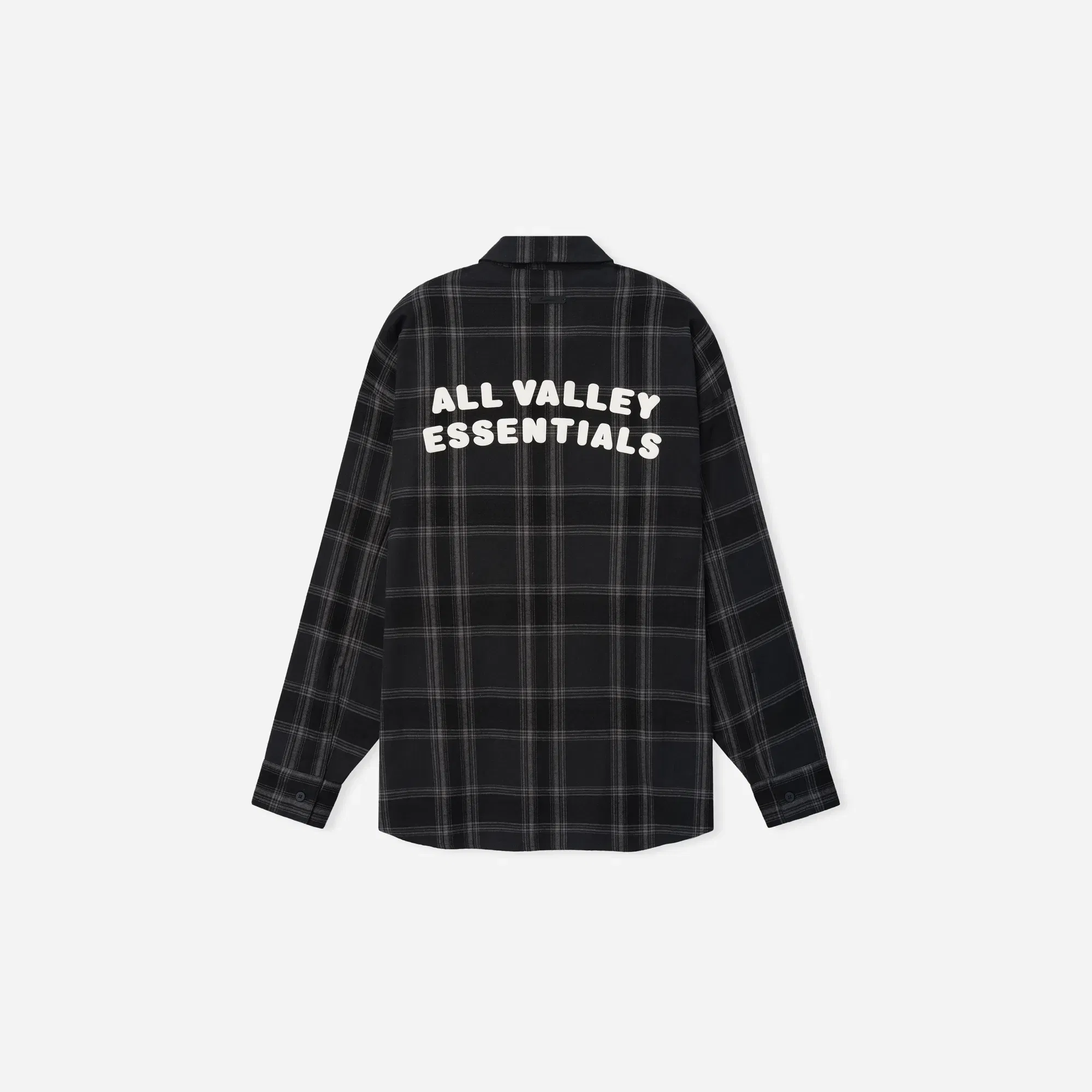 Fear Of God Essentials Flannel Button Up Shirt Vintage Black Plaid