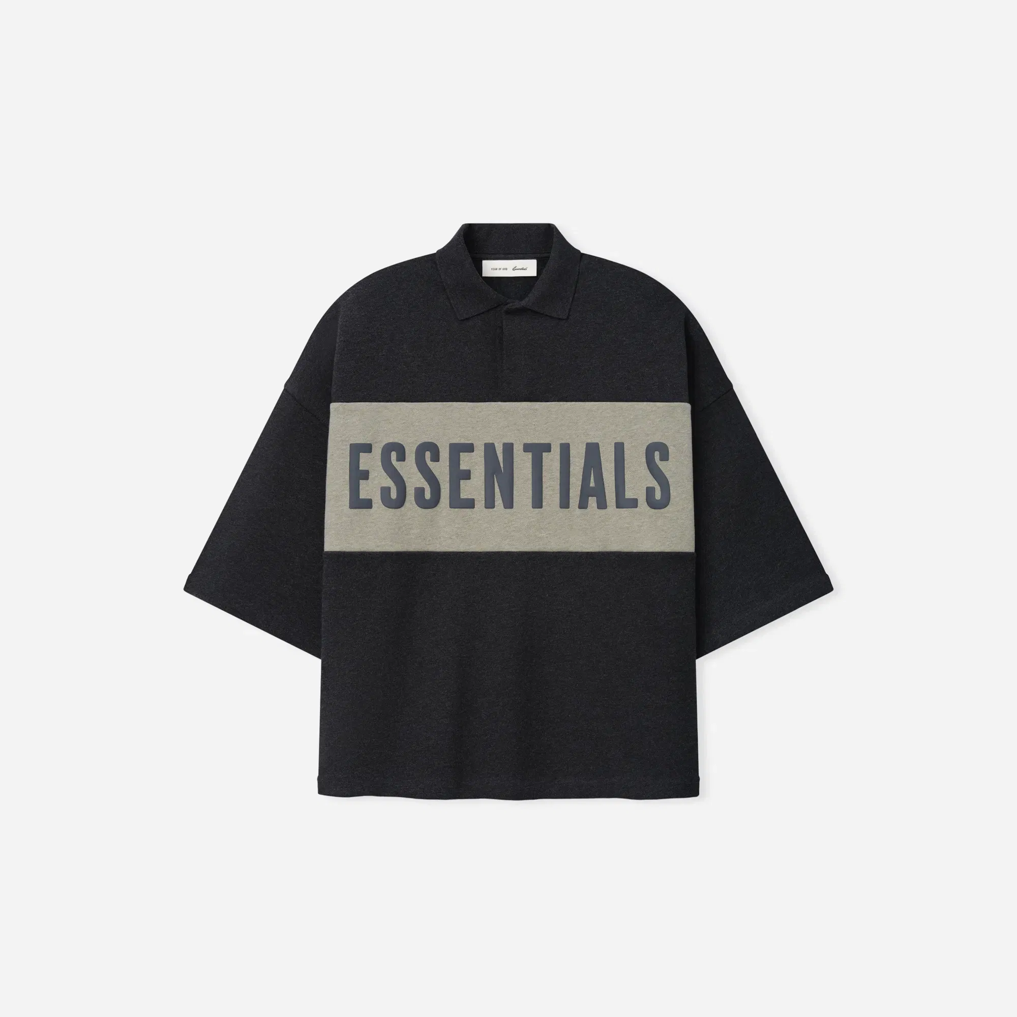 Fear Of God Essentials Cropped Panelled Polo Seal Heather/ Iron Grey