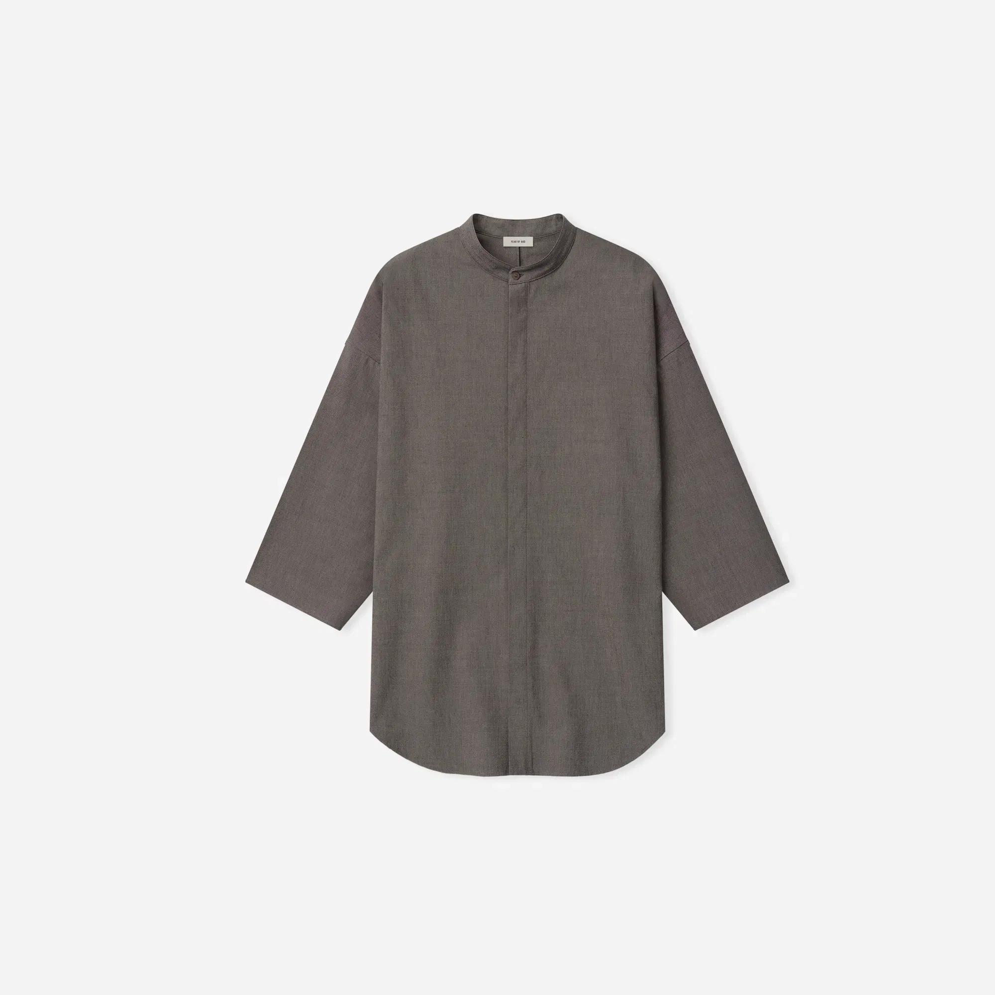 Fear Of God Cotton Wool Oxford Mandarin Relaxed Short Sleeve Shirt Willow