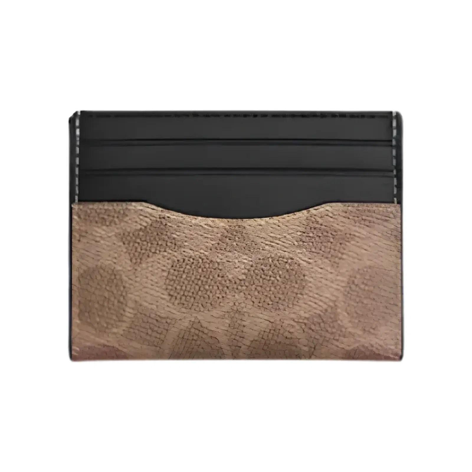 Coach Slim Id Card Case In Signature Canvas 'Tan & Black'