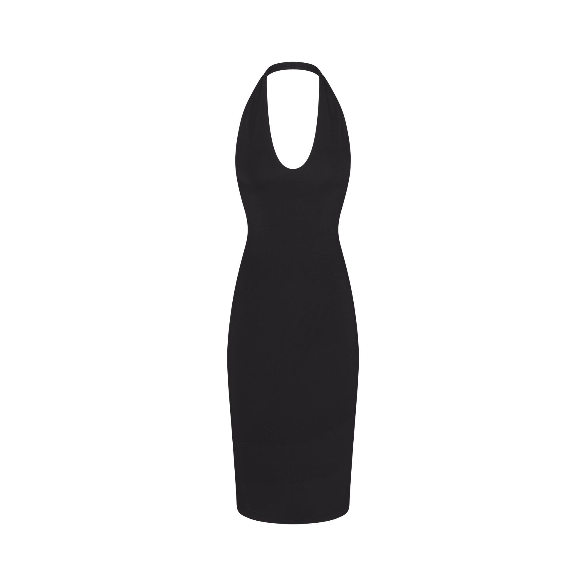 Smooth Layers Plunge Halter Midi Dress