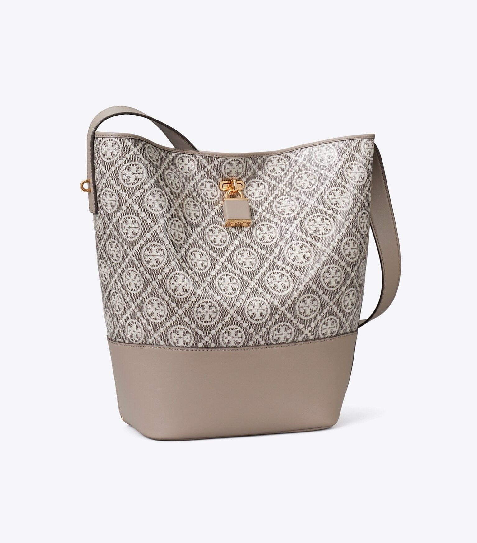 T Monogram Coated Jacquard Lock Slim Bucket Bag