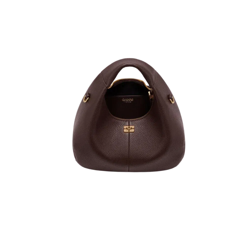 Ganni Brown Mini Hobo Bag