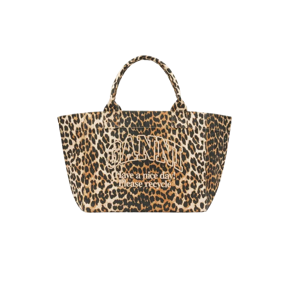 Ganni Leopard Medium Tote Bag