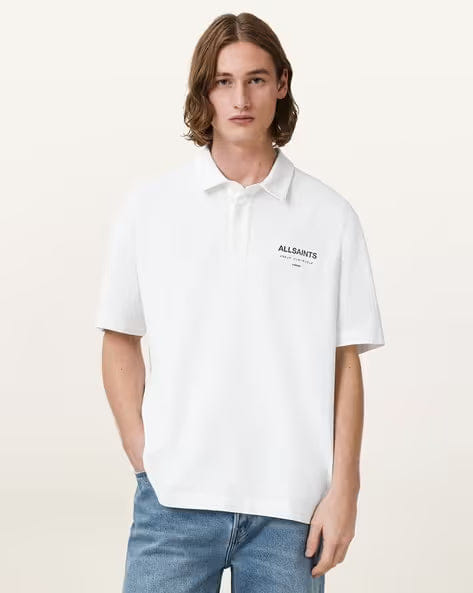 Men Underground Logo Print Relaxed Fit Organic Cotton Polo T-Shirt