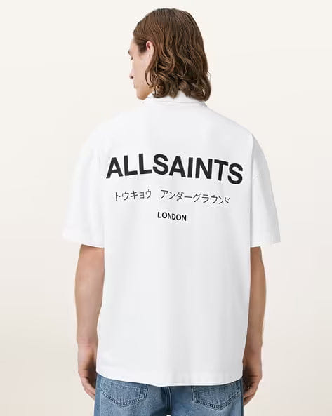 Men Underground Logo Print Relaxed Fit Organic Cotton Polo T-Shirt