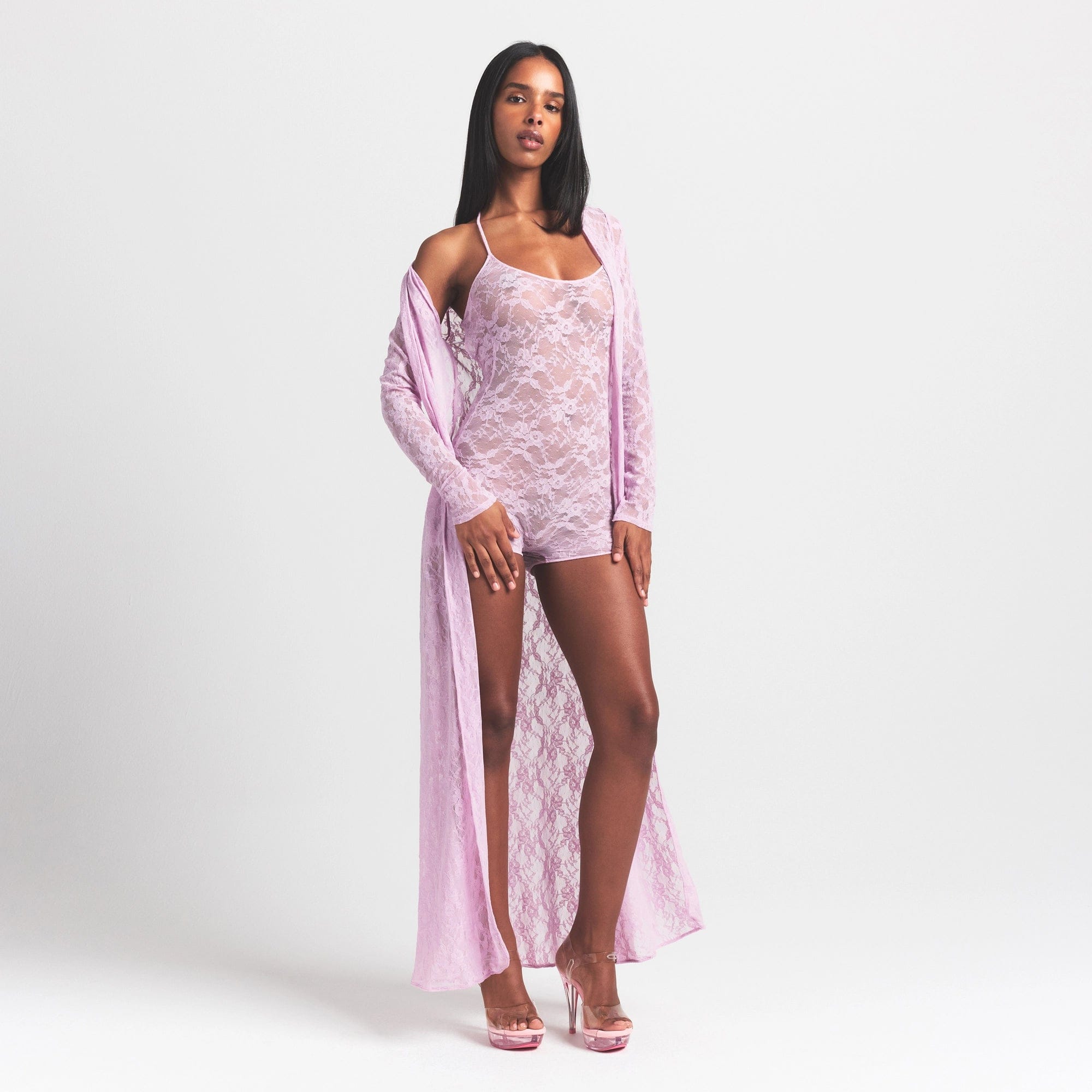 Stretch Lace Long Robe