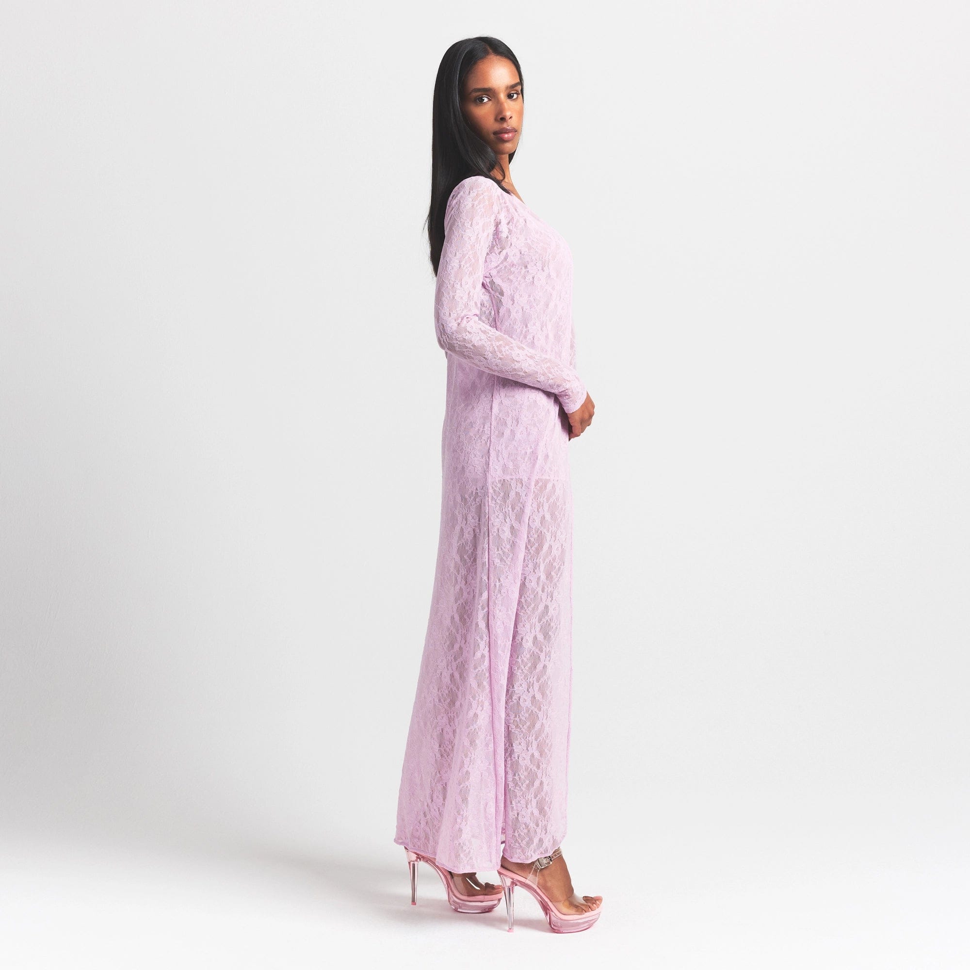 Stretch Lace Long Robe