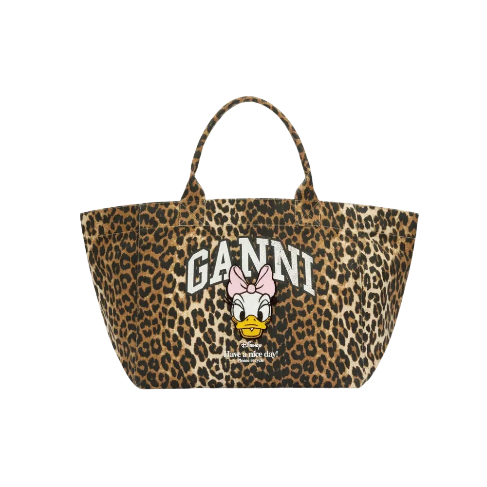 Ganni Daisy Duck Leopard XXL Tote Bag