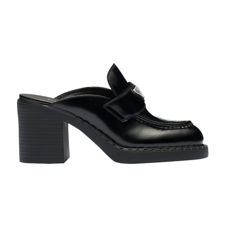 Prada Wmns Chocolate Brushed Leather Mule 'Black' 2022