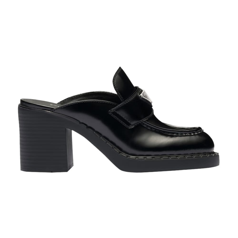Prada Wmns Chocolate Brushed Leather Mule 'Black' 2022