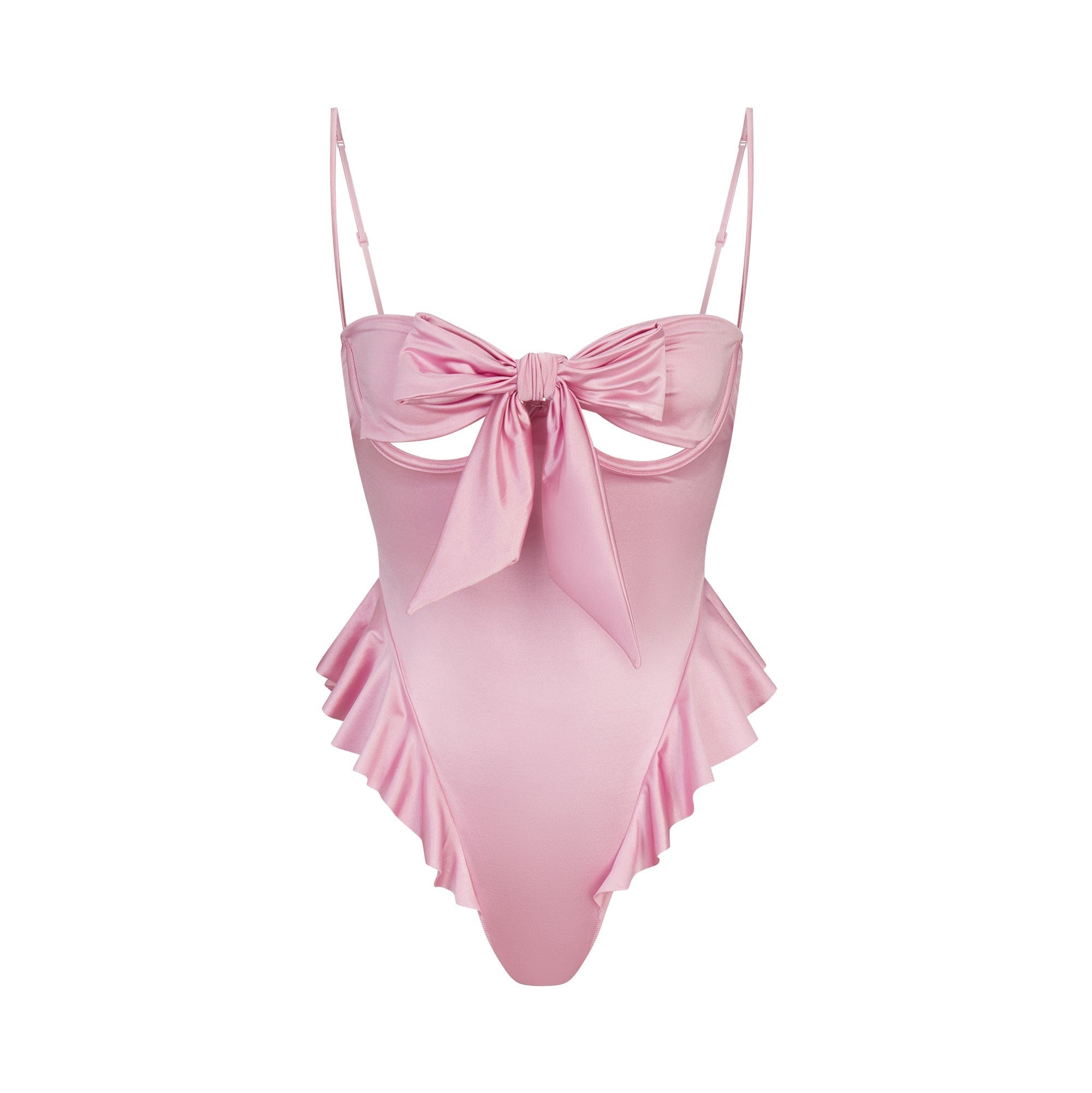 Stretch Satin Tie Front Teddy
