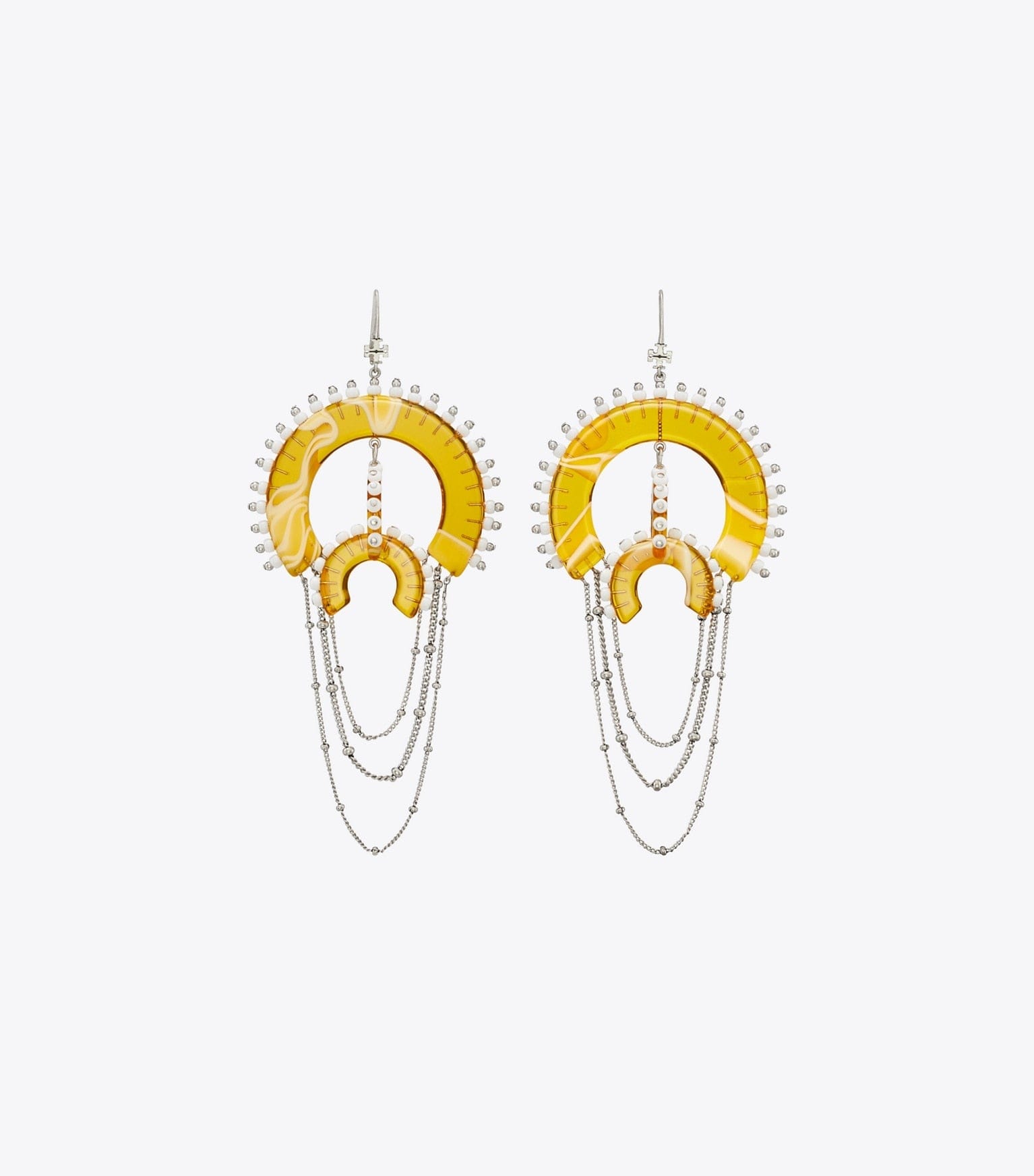 Bead And Resin Chandelier Earrings