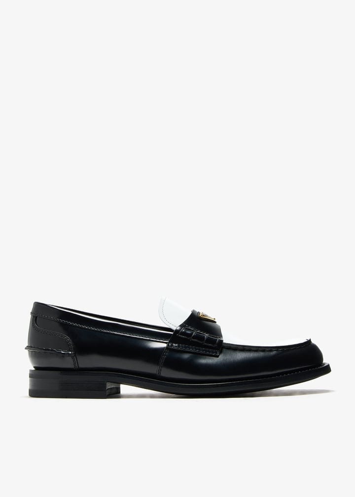 Two-tone brushed leather loafers
