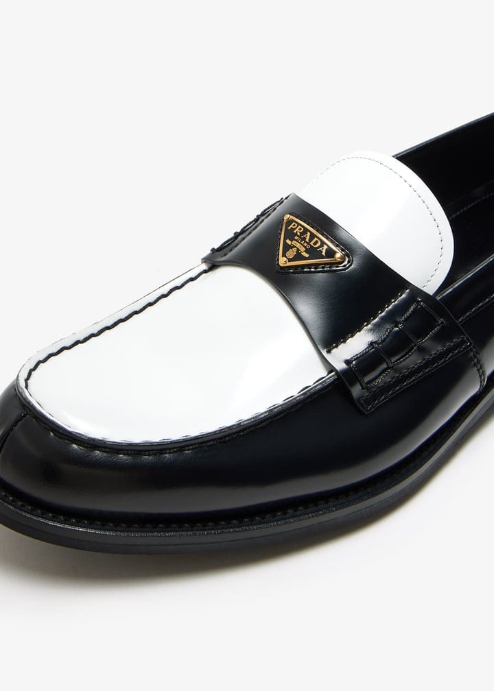 Two-tone brushed leather loafers