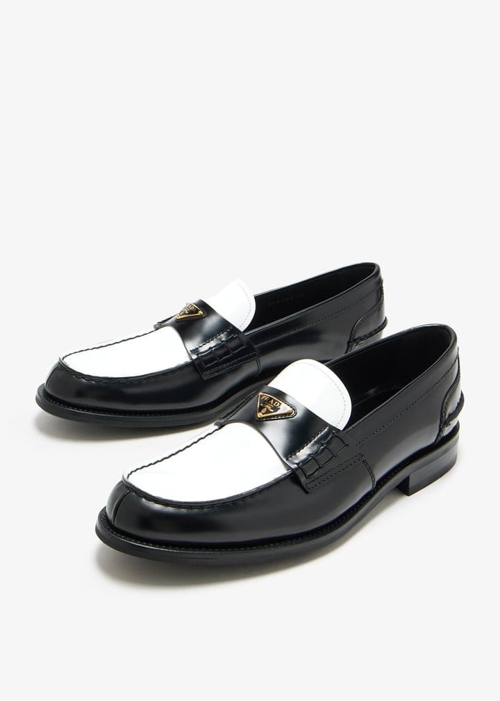 Two-tone brushed leather loafers