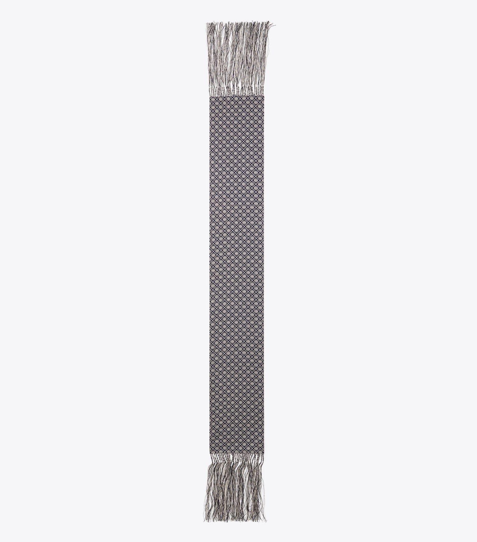 T Monogram Fringed Oblong Scarf