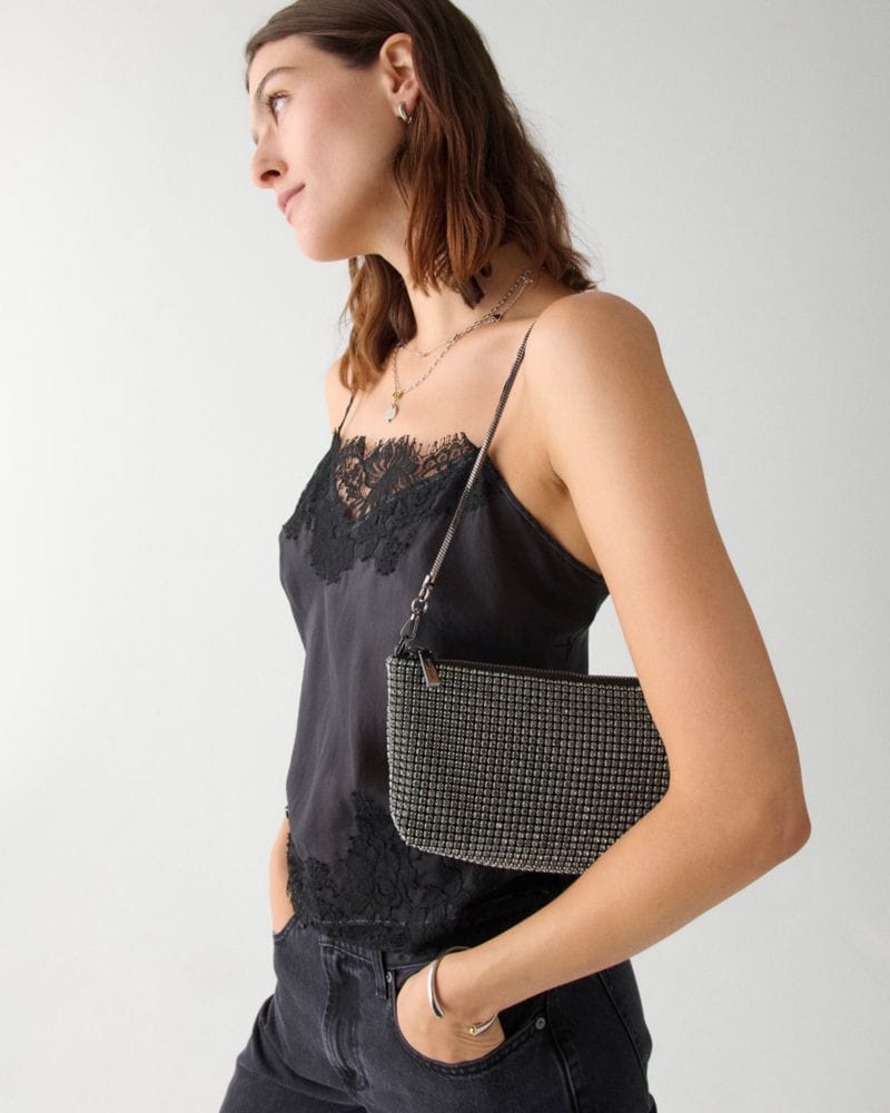 Andie Faux Crystal Mesh Small Shoulder