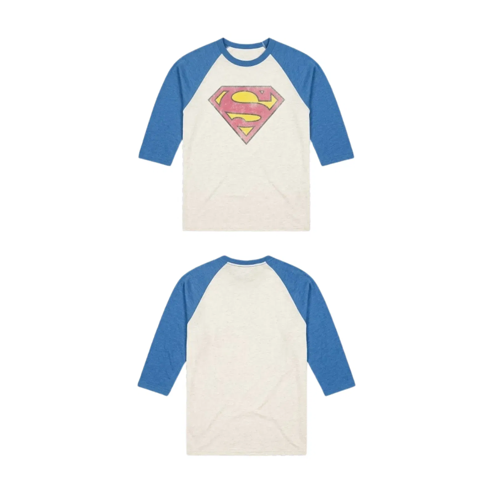 YOUNGLA 8072 SUPERMAN 3/4 RAGLAN SHIRTS WHITE/BLUE