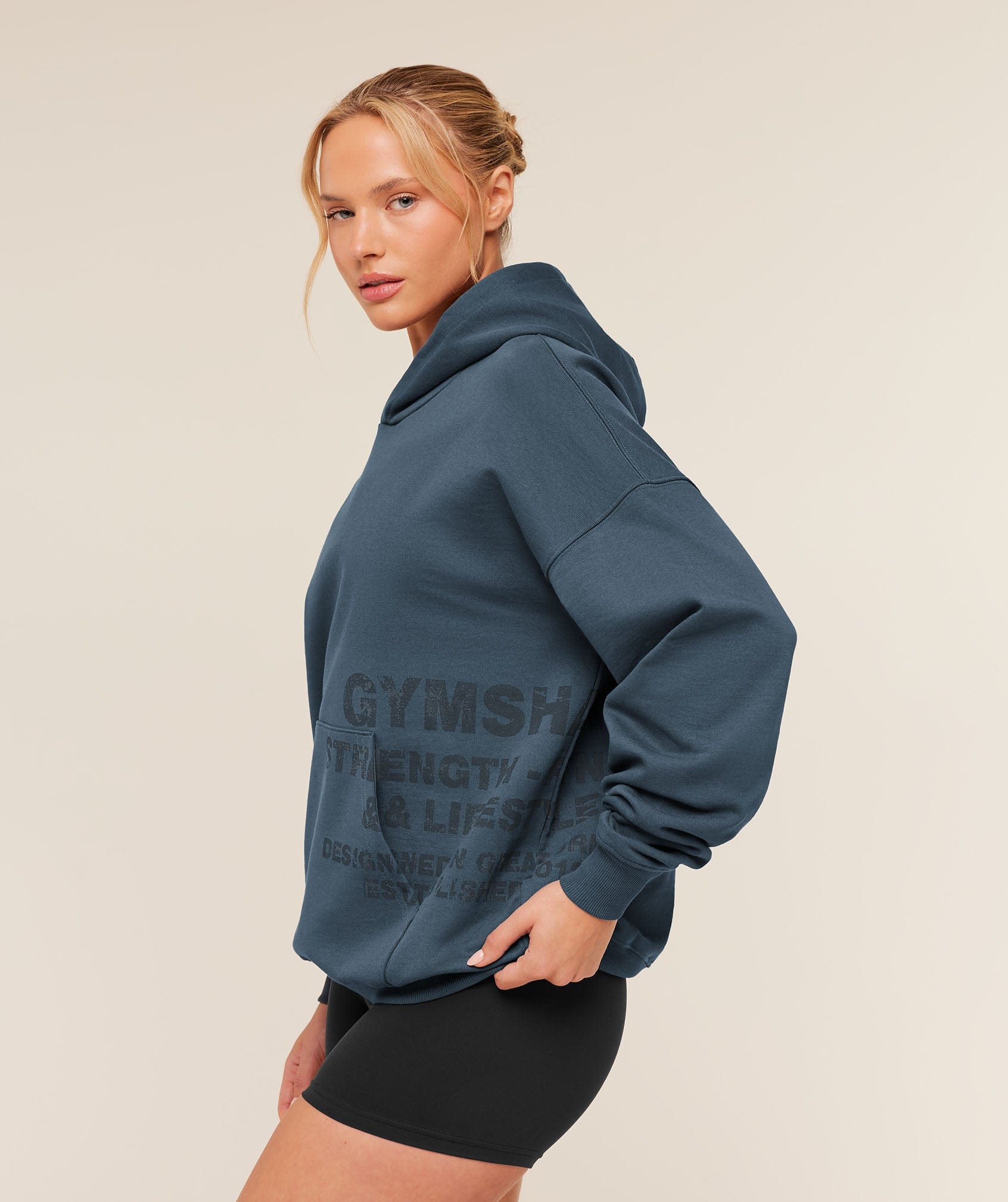 Women's Gymshark Stacked Graphic Hoodie Black