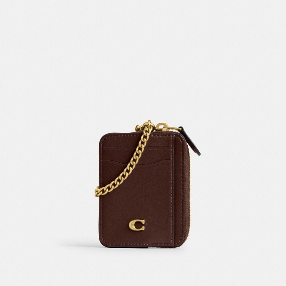 Coach Essential Chain Card Case Brass Maple