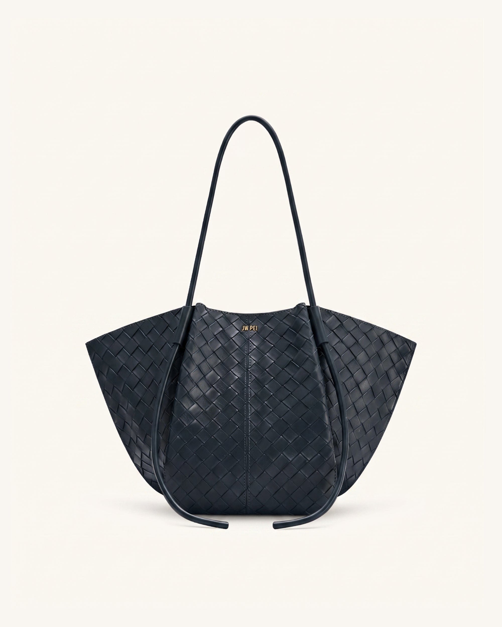 Jw Pei Nala Woven Texture Wide Tote Bag Navy Blue