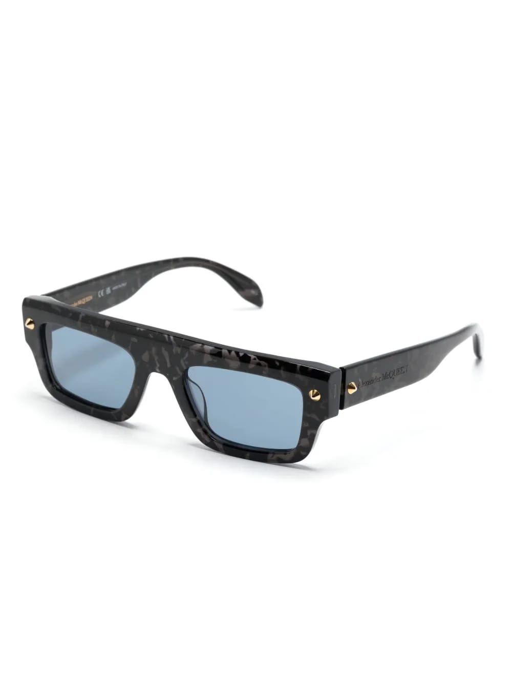 marble-pattern square-frame sunglasses