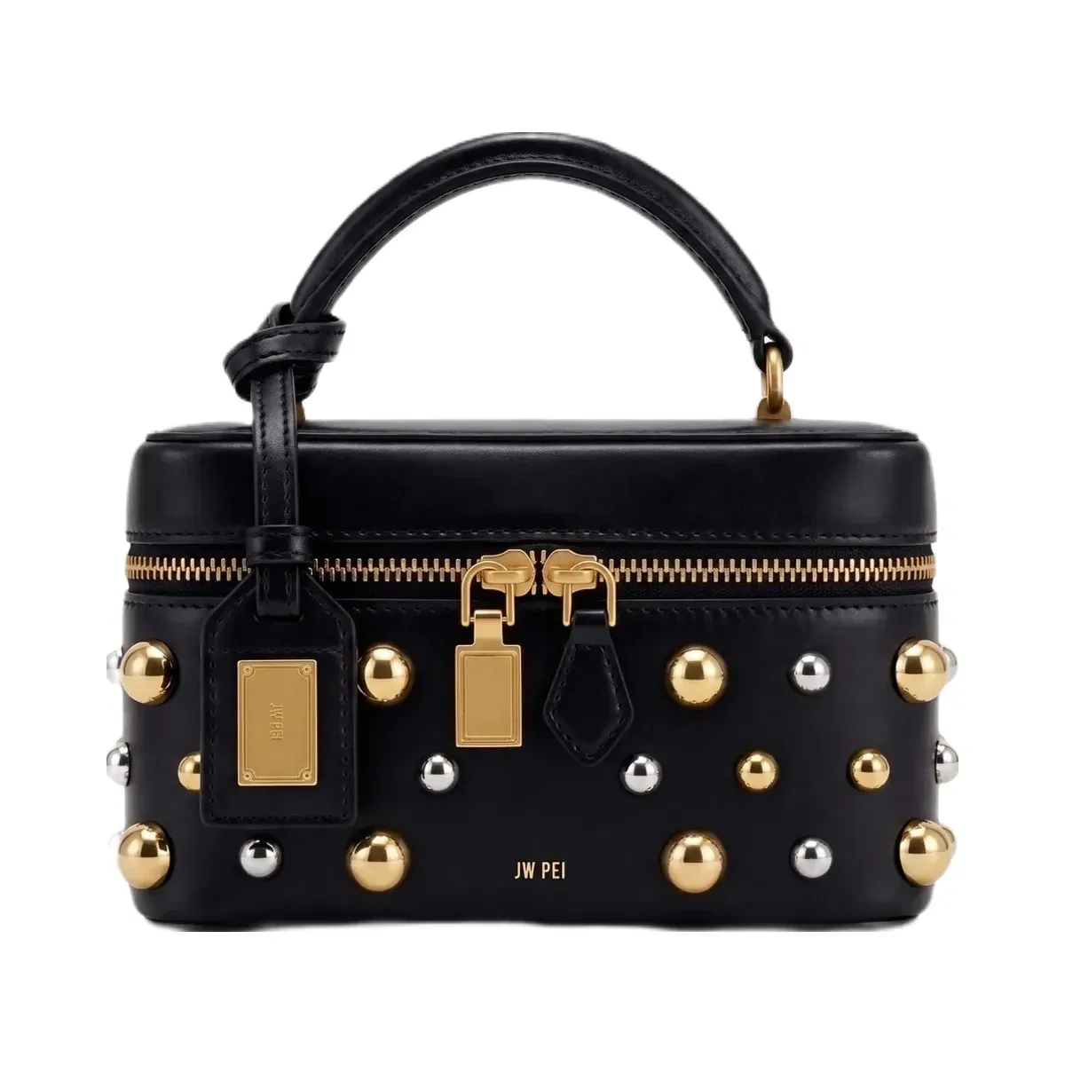 Jw Pei Cleo Studded Box Shape Top Handle Bag Black