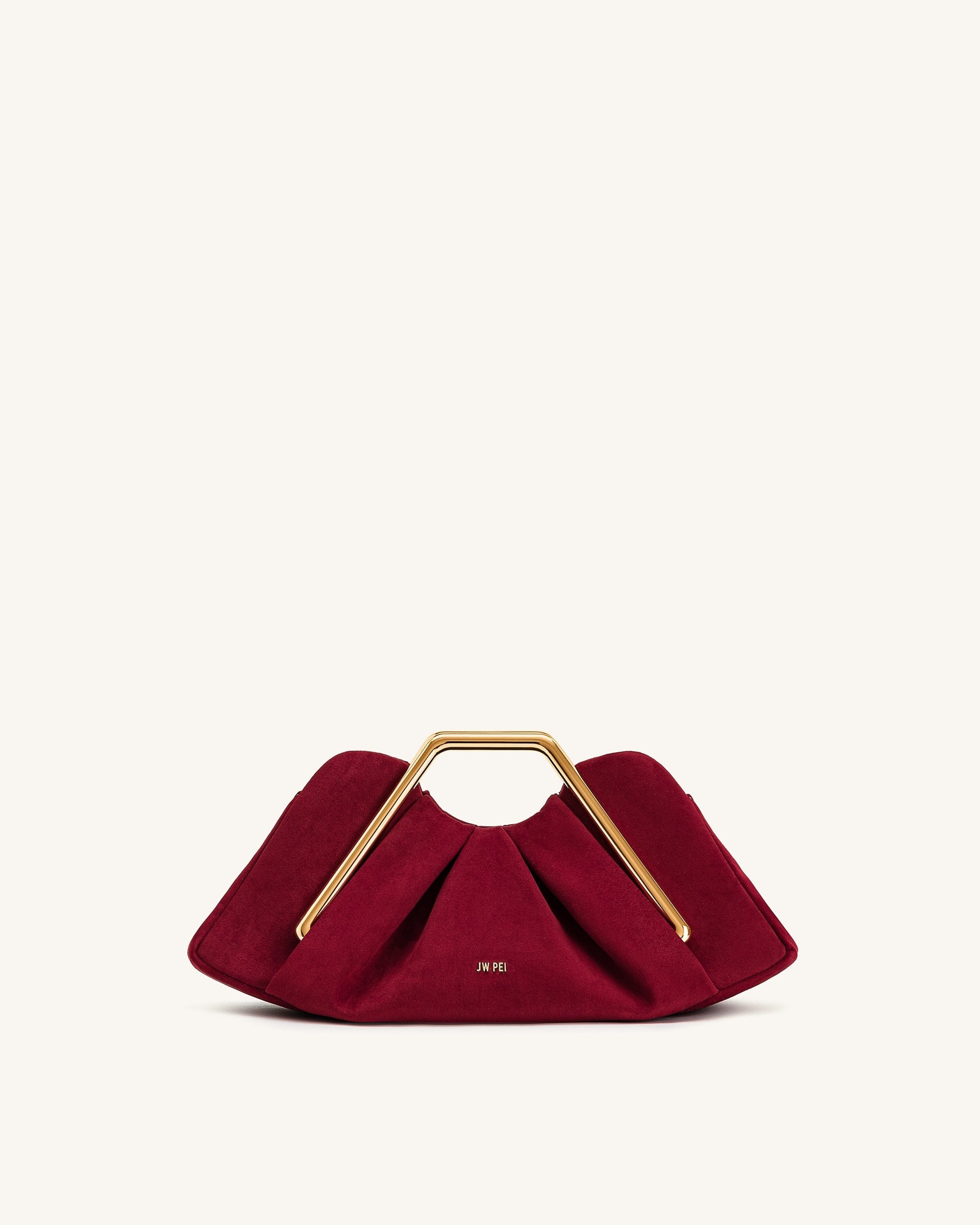 Jw Pei Lila Faux Suede Metal Frame Clutch Red