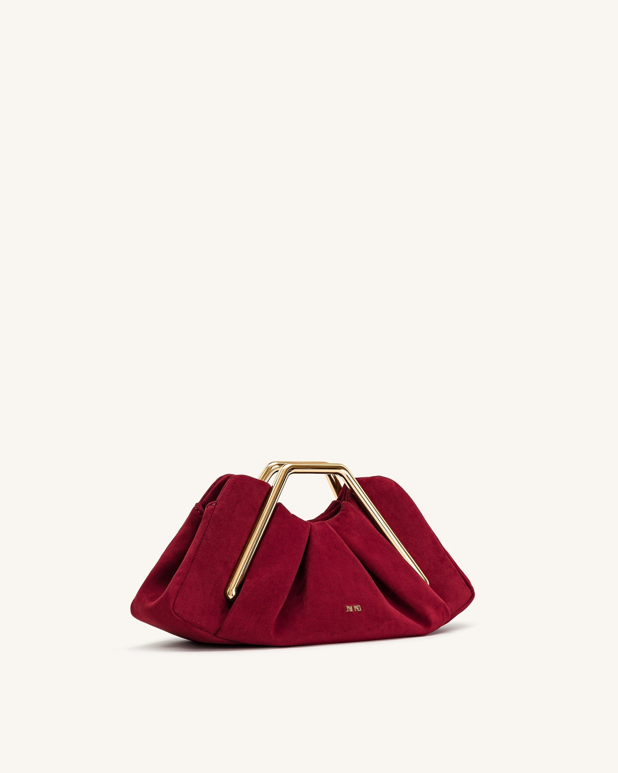 Jw Pei Lila Faux Suede Metal Frame Clutch Red