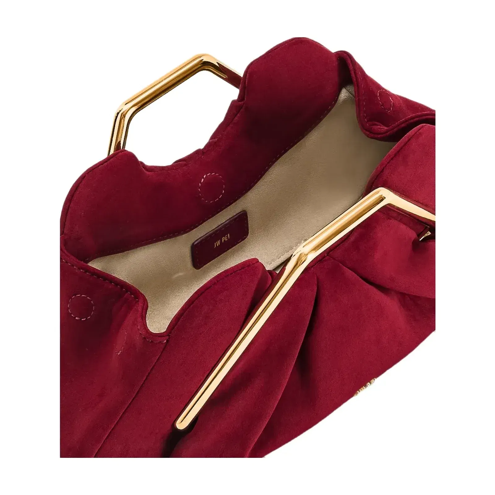 Jw Pei Lila Faux Suede Metal Frame Clutch Red
