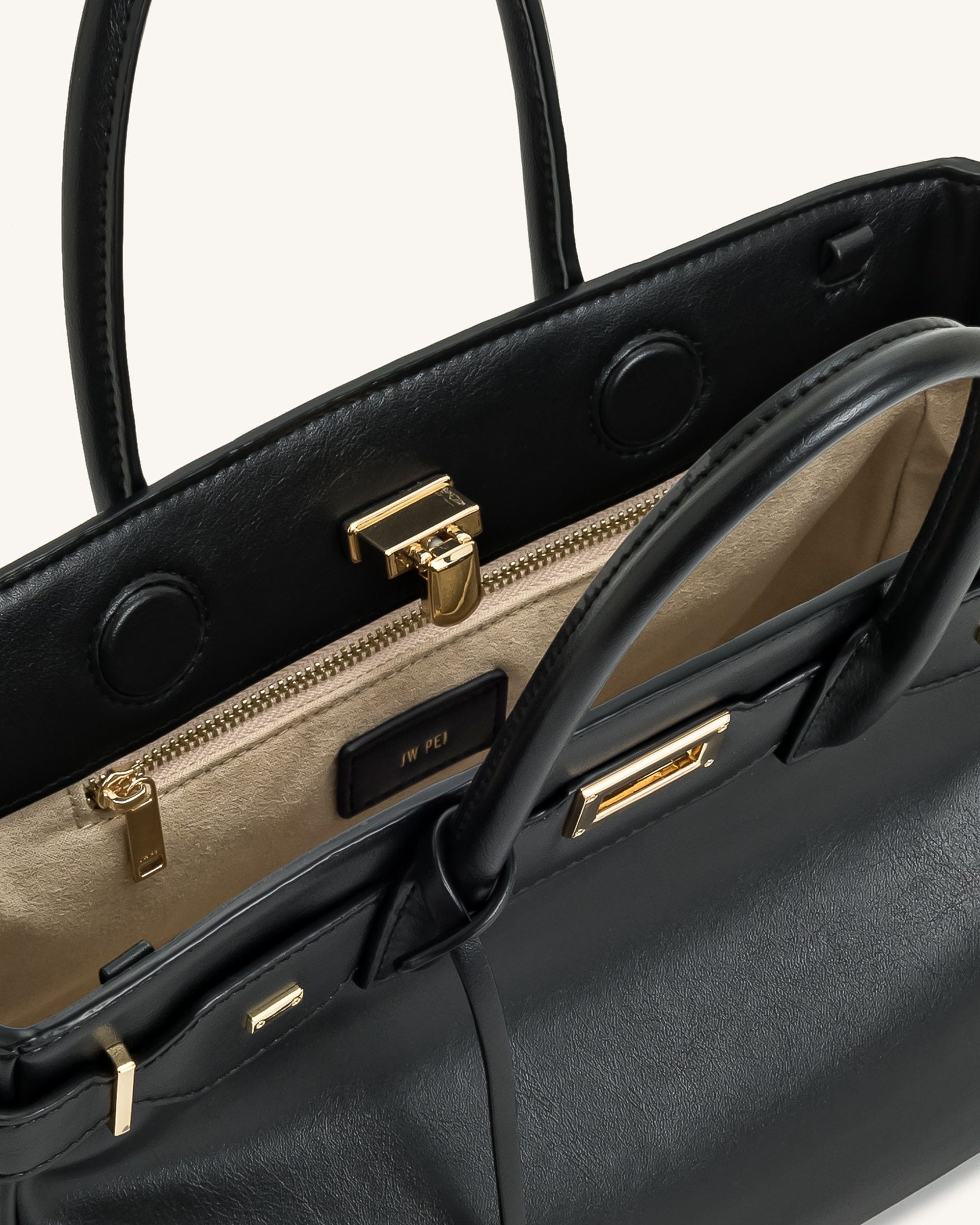 Jw Pei Ziva Metal Lock Decoration Tote Bag Black