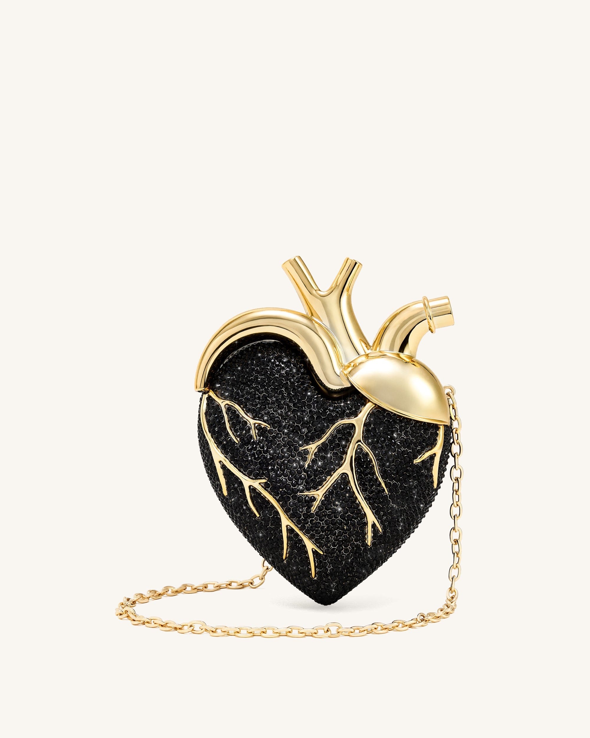 Jw Pei Maren Artificial Crystal Heart Shaped Bag Black Gold