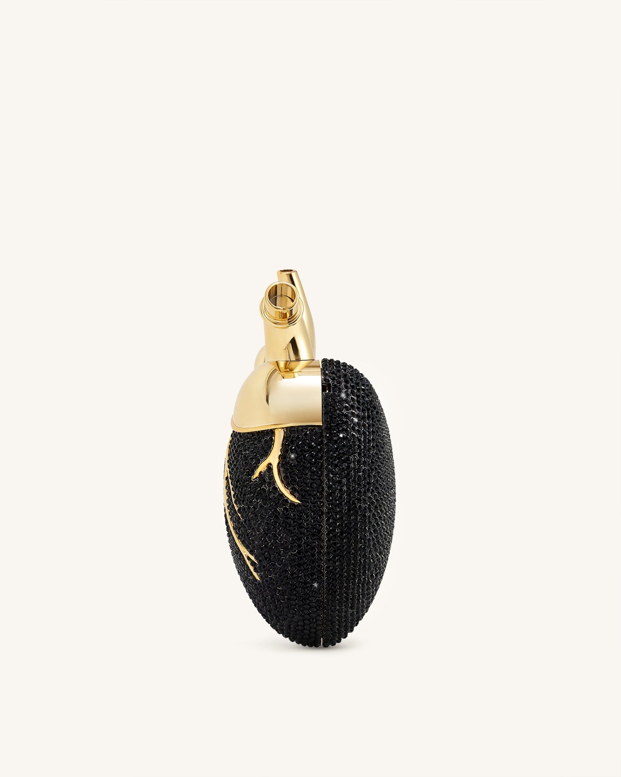 Jw Pei Maren Artificial Crystal Heart Shaped Bag Black Gold