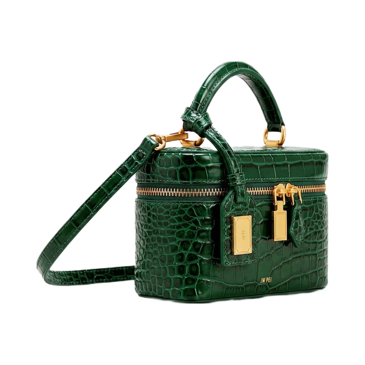 Jw Pei Cleo Box Shape Top Handle Bag Forest Green Croc