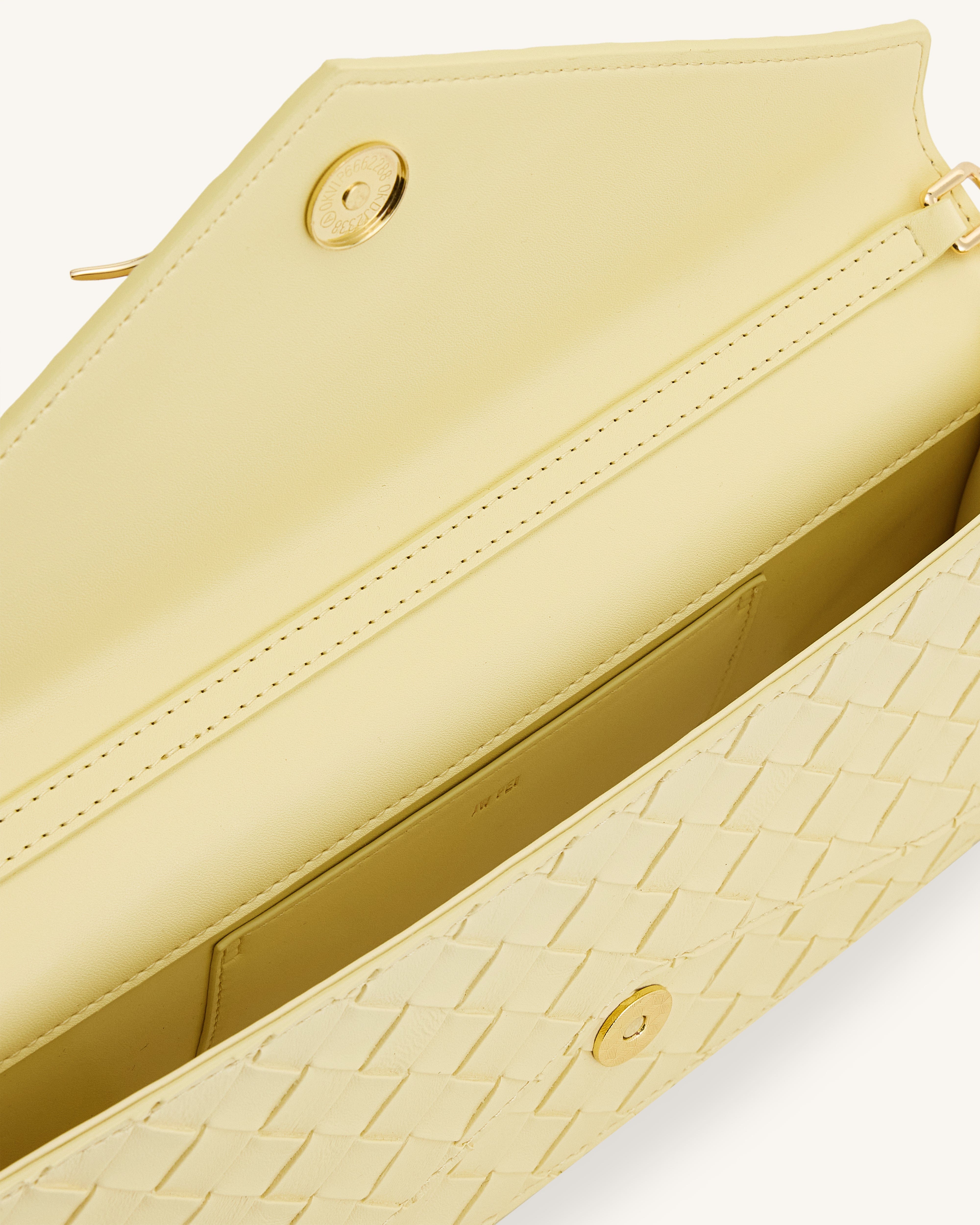 Jw Pei Celeste Woven Textured Envelope Top Handle Bag Yellow