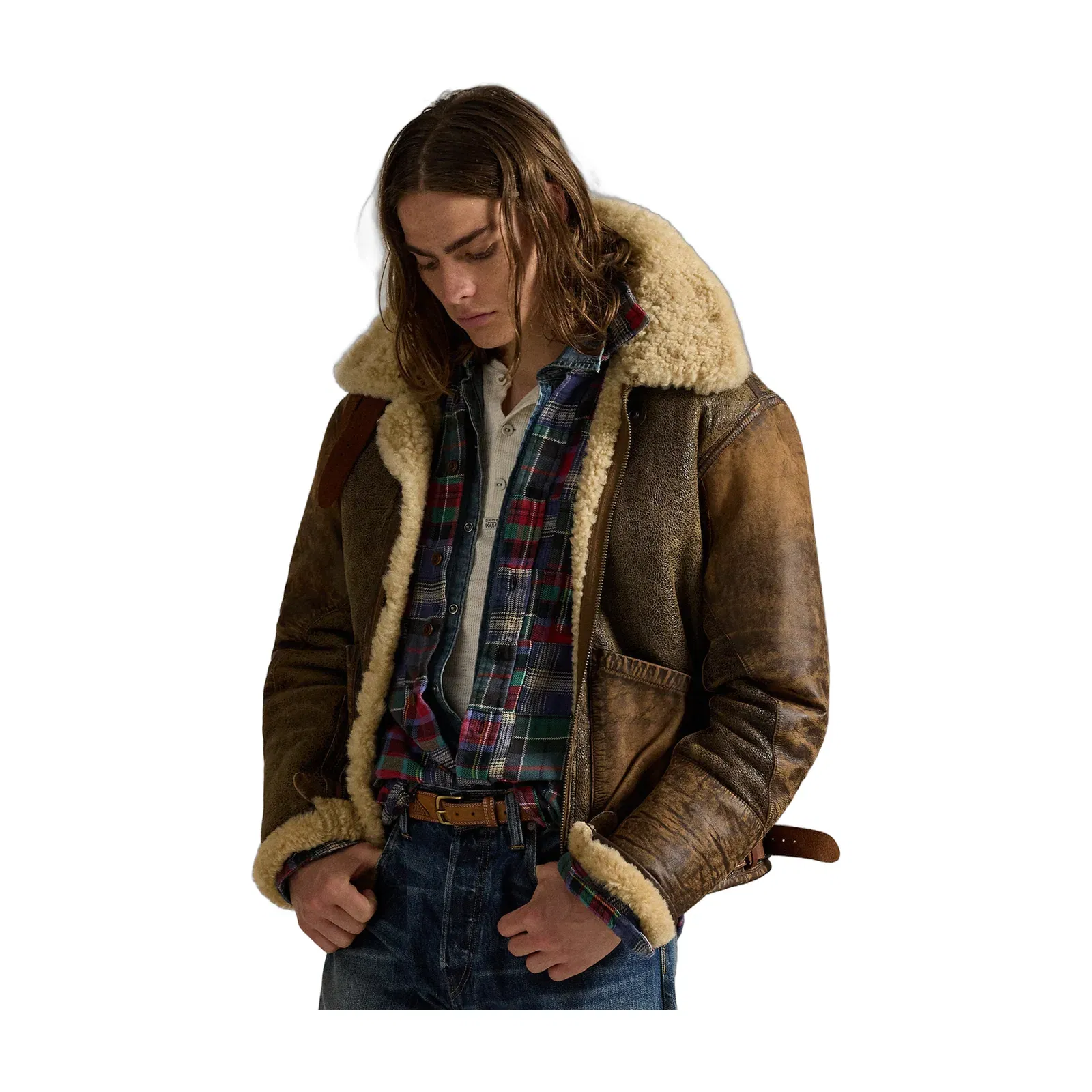 Ralph Lauren LeatherTrim Shearling Flight Jacket