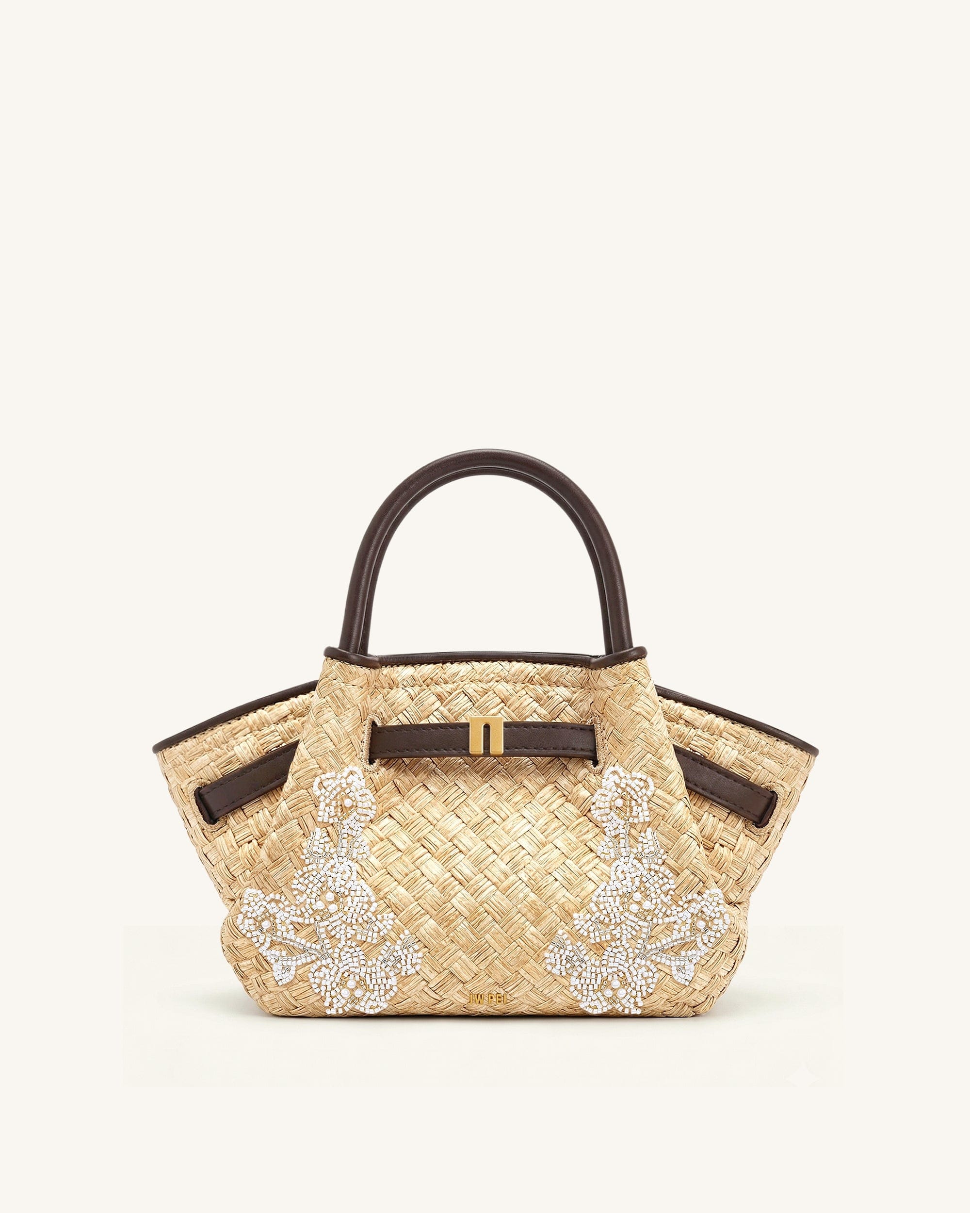 Jw Pei Hana Mini Faux Straw Beading Tote Bag Brown