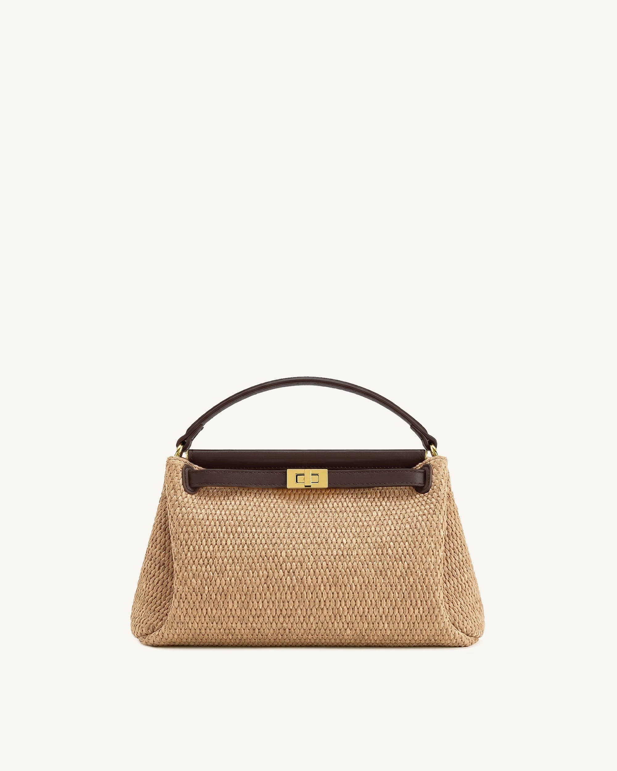 Jw Pei Carmen Faux Straw Weave Top Handle Bag Khaki Brown