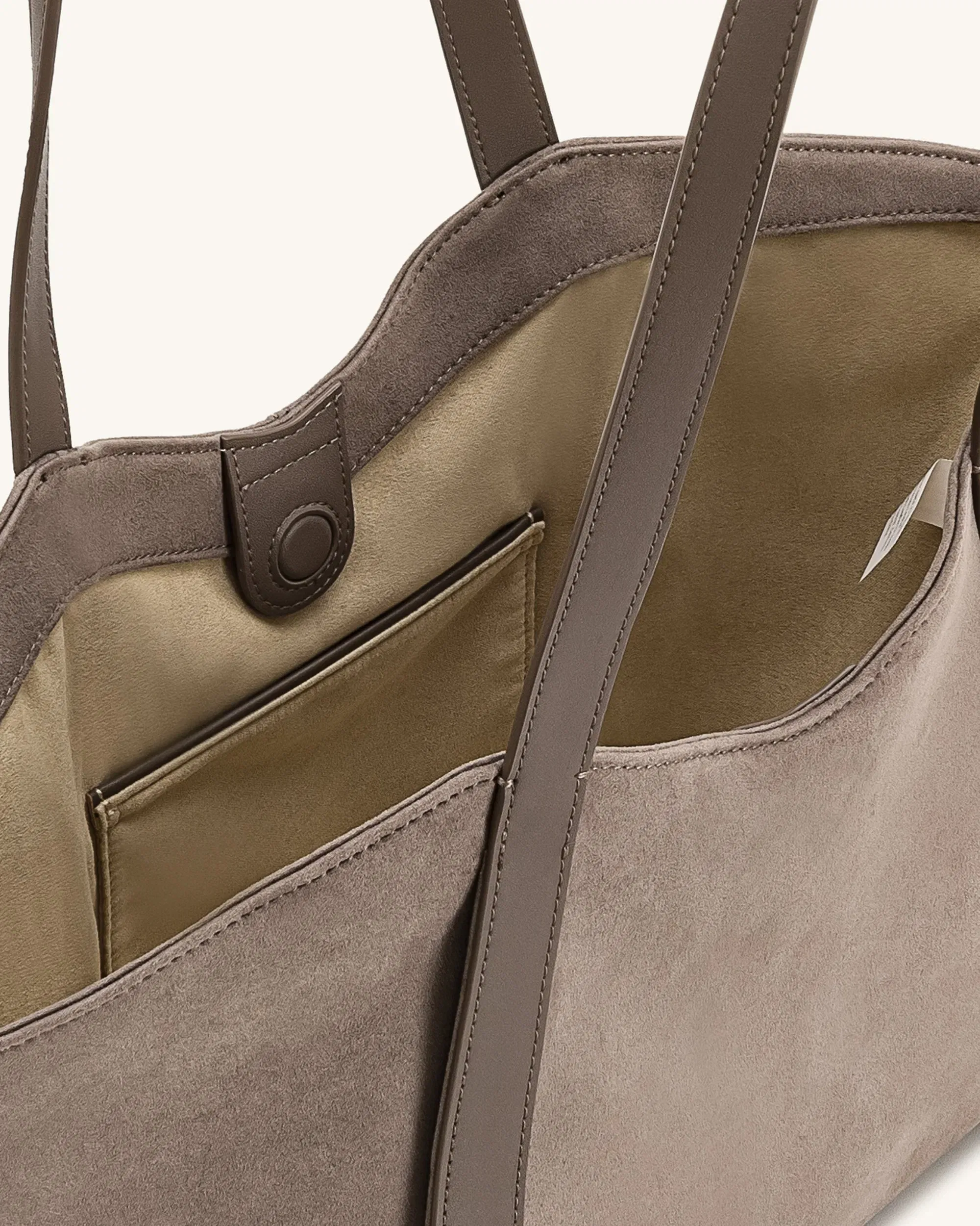 Jw Pei Kiana Large Capacity Faux Suede Tote Bag Taupe