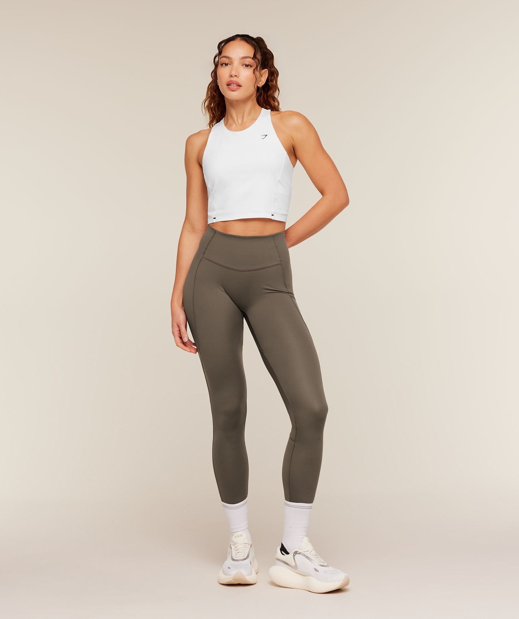 Women's Gymshark Running Elite Leggings Camo Brown