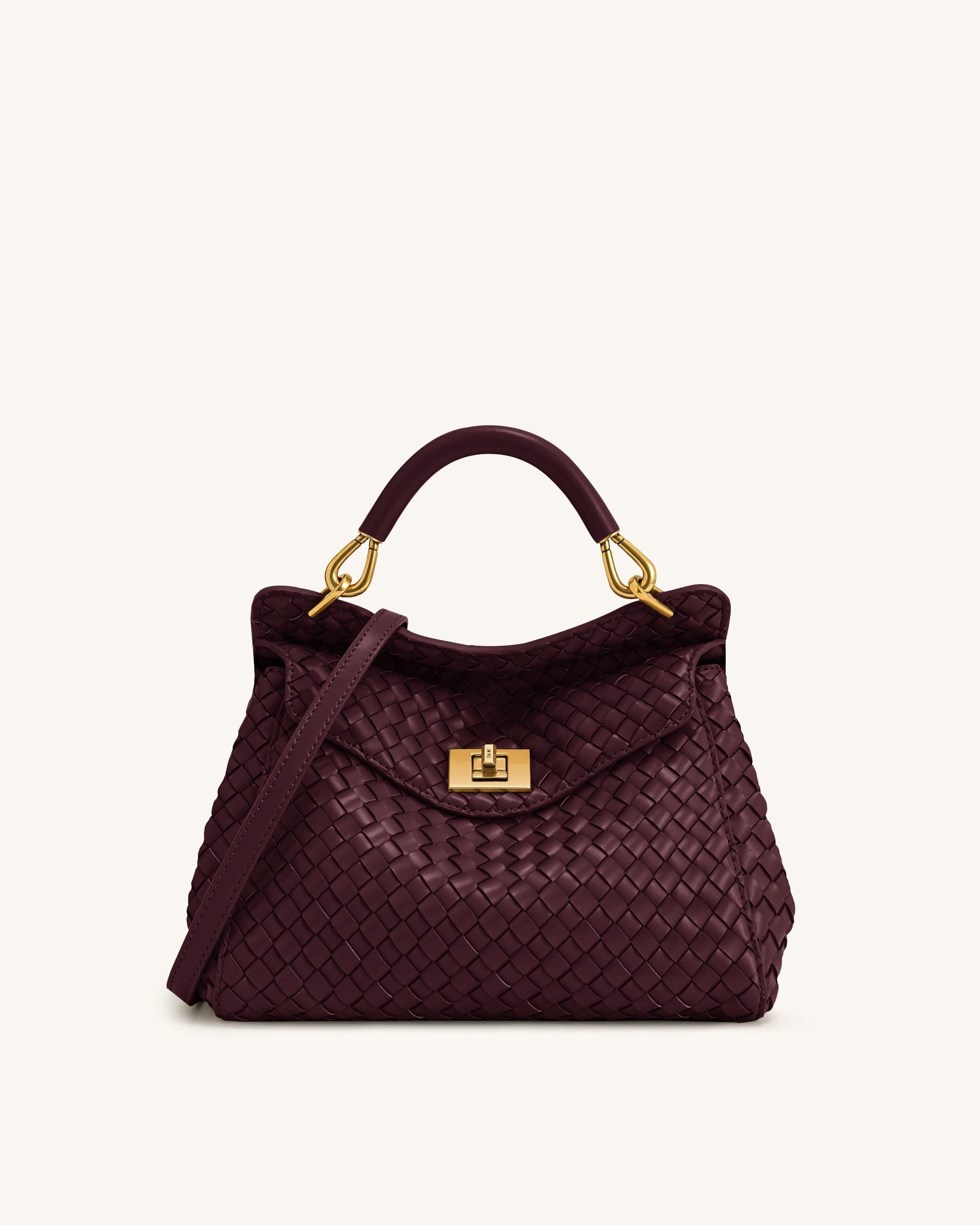 Jw Pei Lucia Classic Woven Top Handle Bag Dark Burgundy
