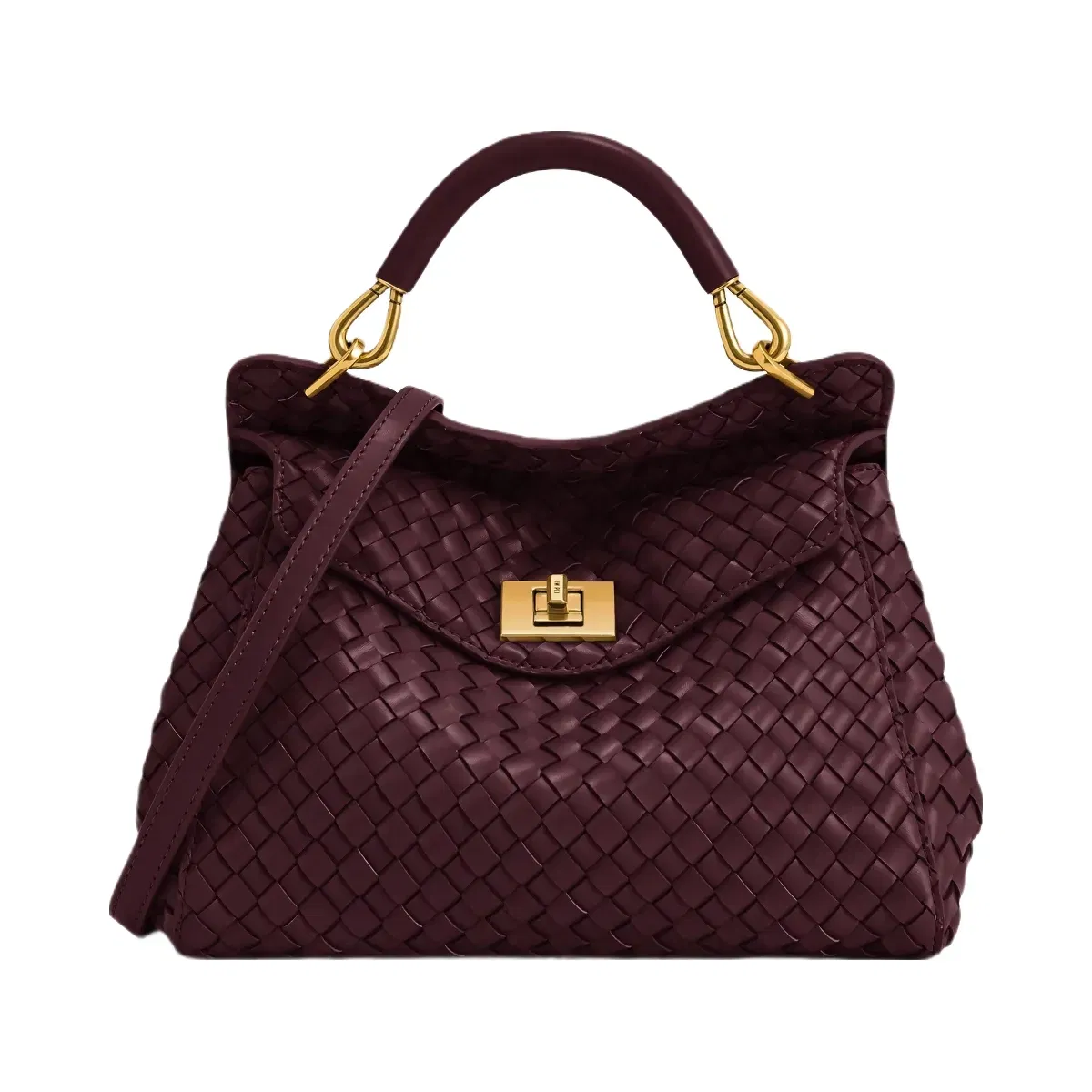 Jw Pei Lucia Classic Woven Top Handle Bag Dark Burgundy