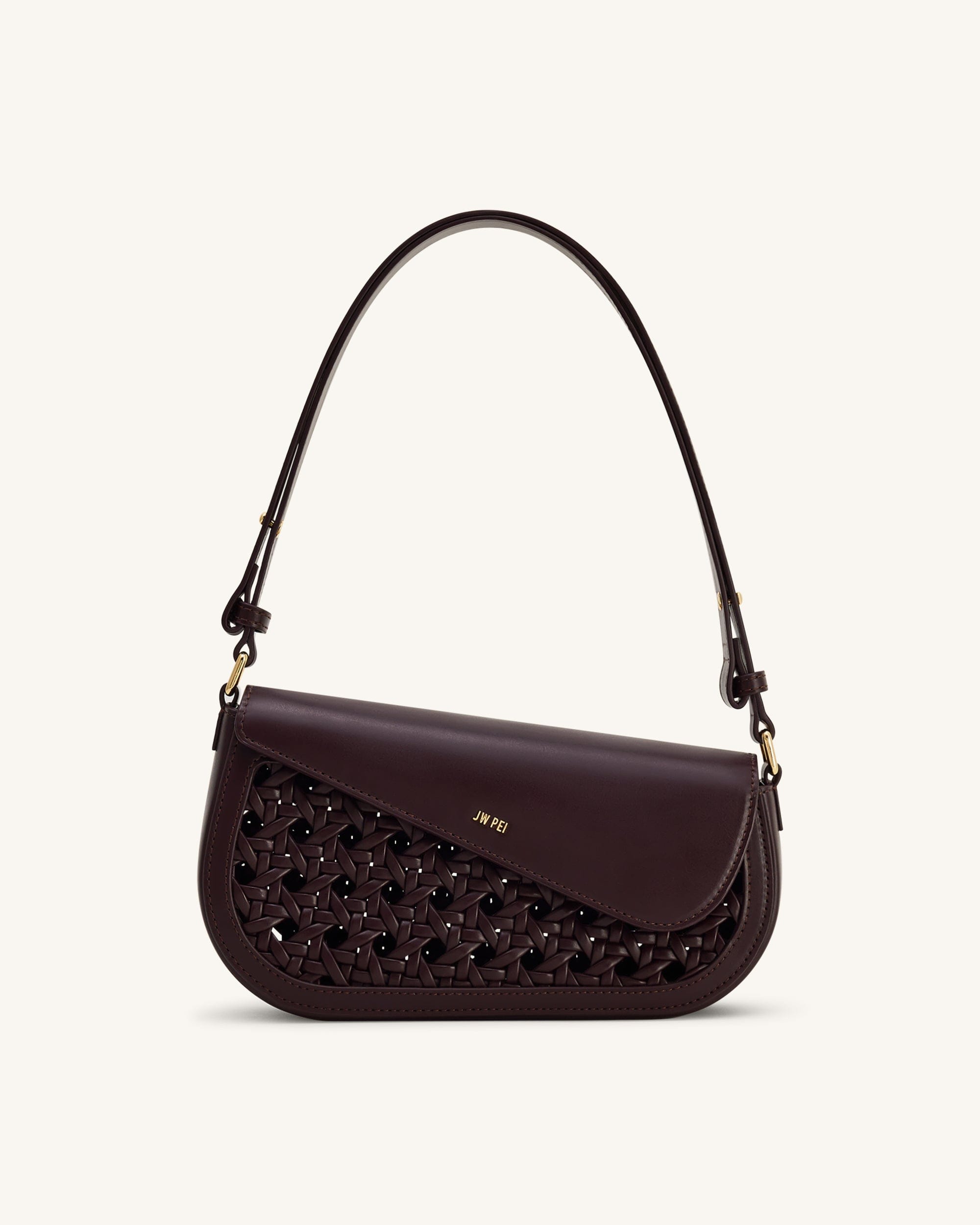 Jw Pei Addisyn Cutout Woven Shoulder Bag Burgundy