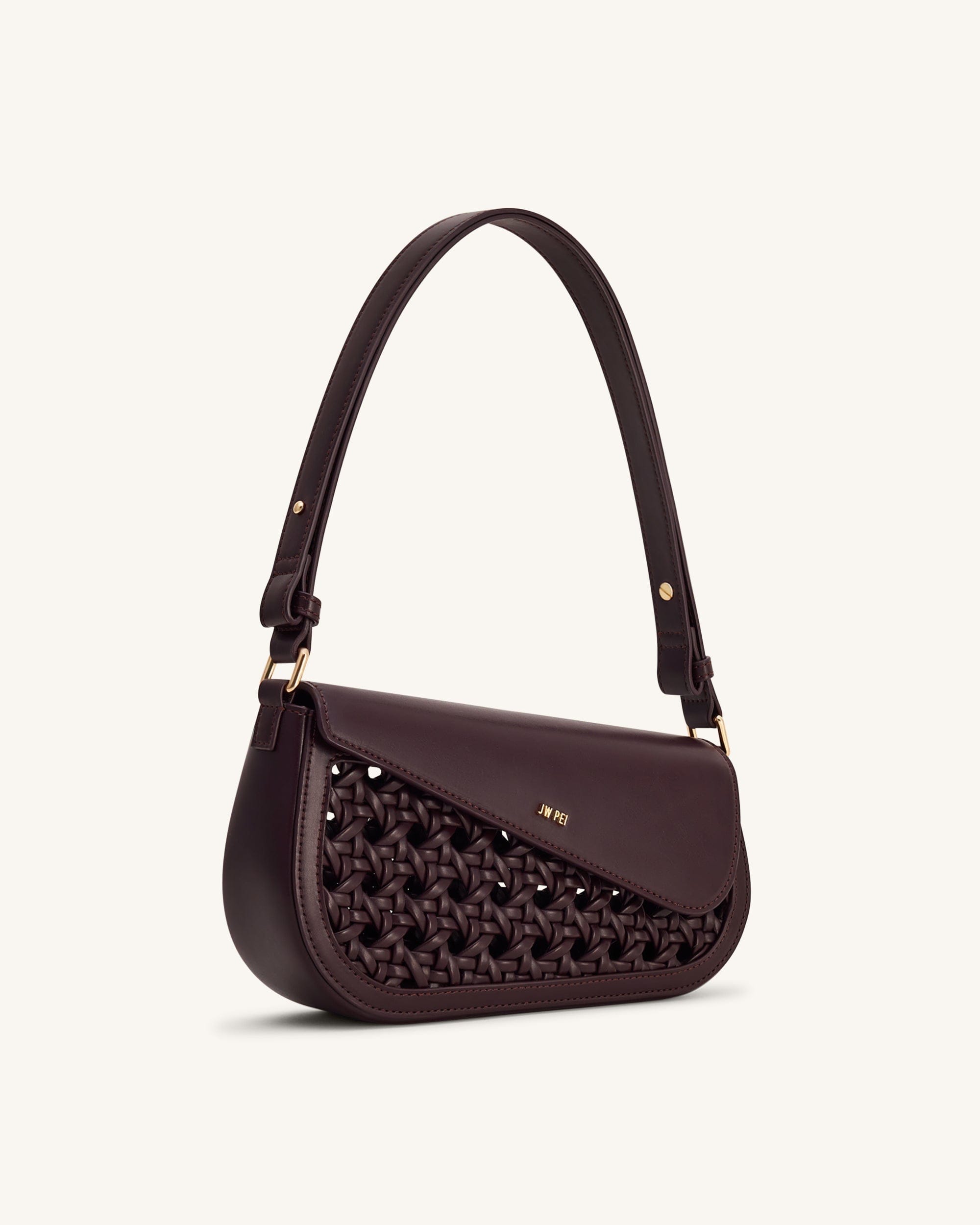 Jw Pei Addisyn Cutout Woven Shoulder Bag Burgundy