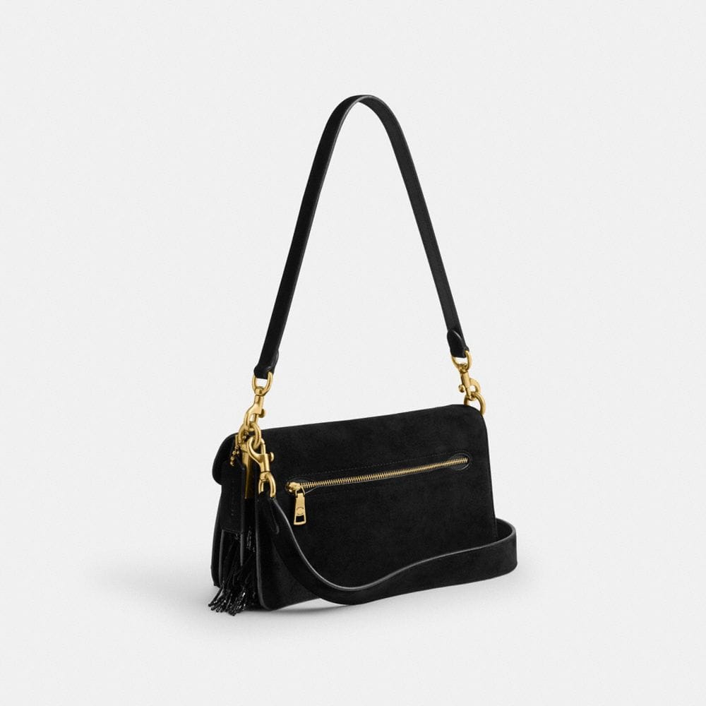 Coach Tabby Shoulder Bag 26 With Crystal Beaded Fringe Brass Black
