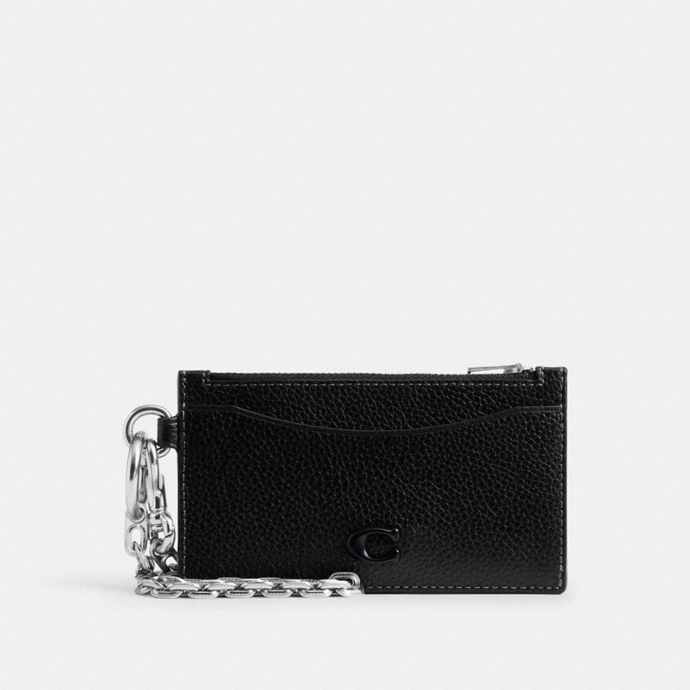 Coach Zip Card Case With Chain Black
