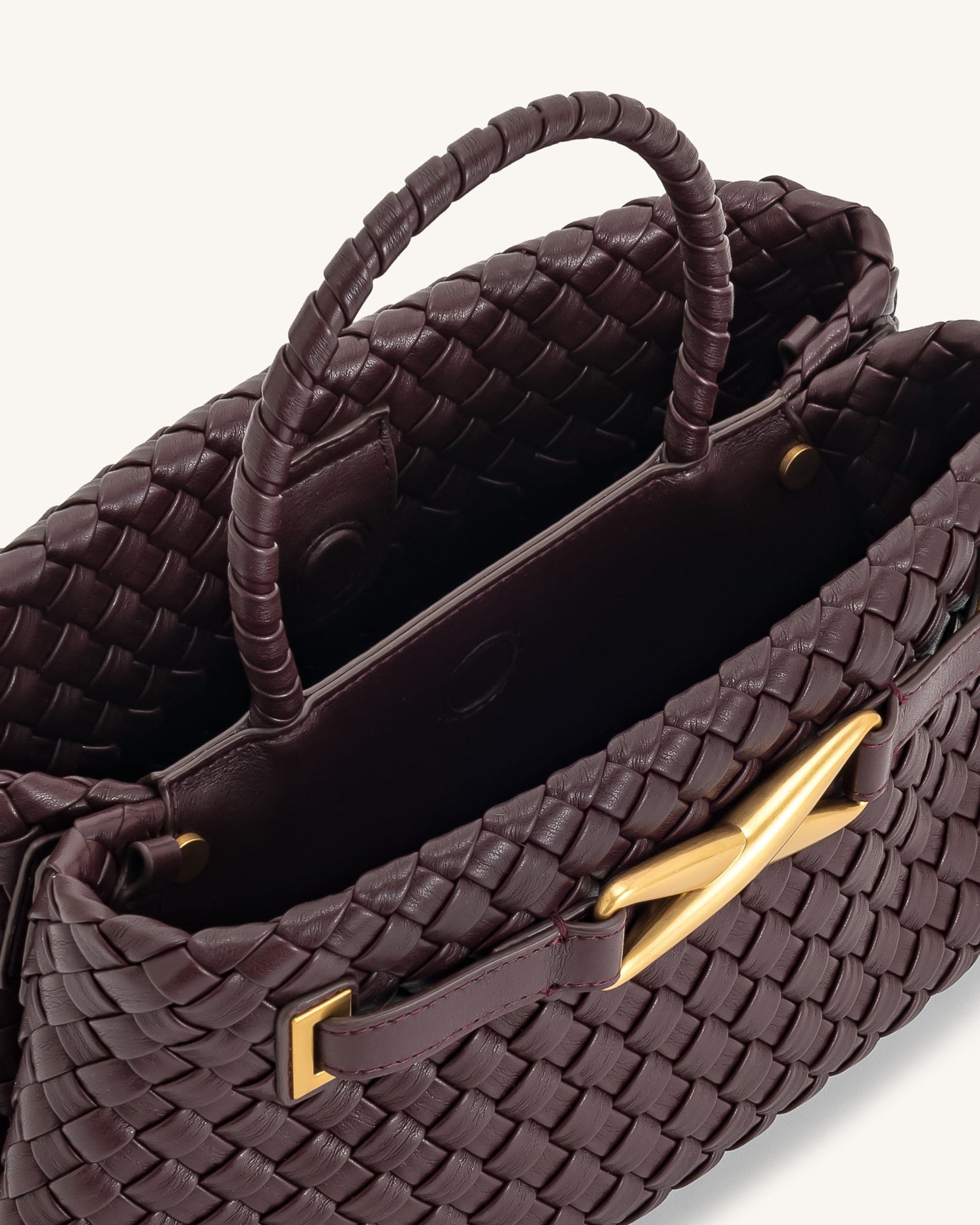 Jw Pei Elora Woven Tote Bag Deep Burgundy