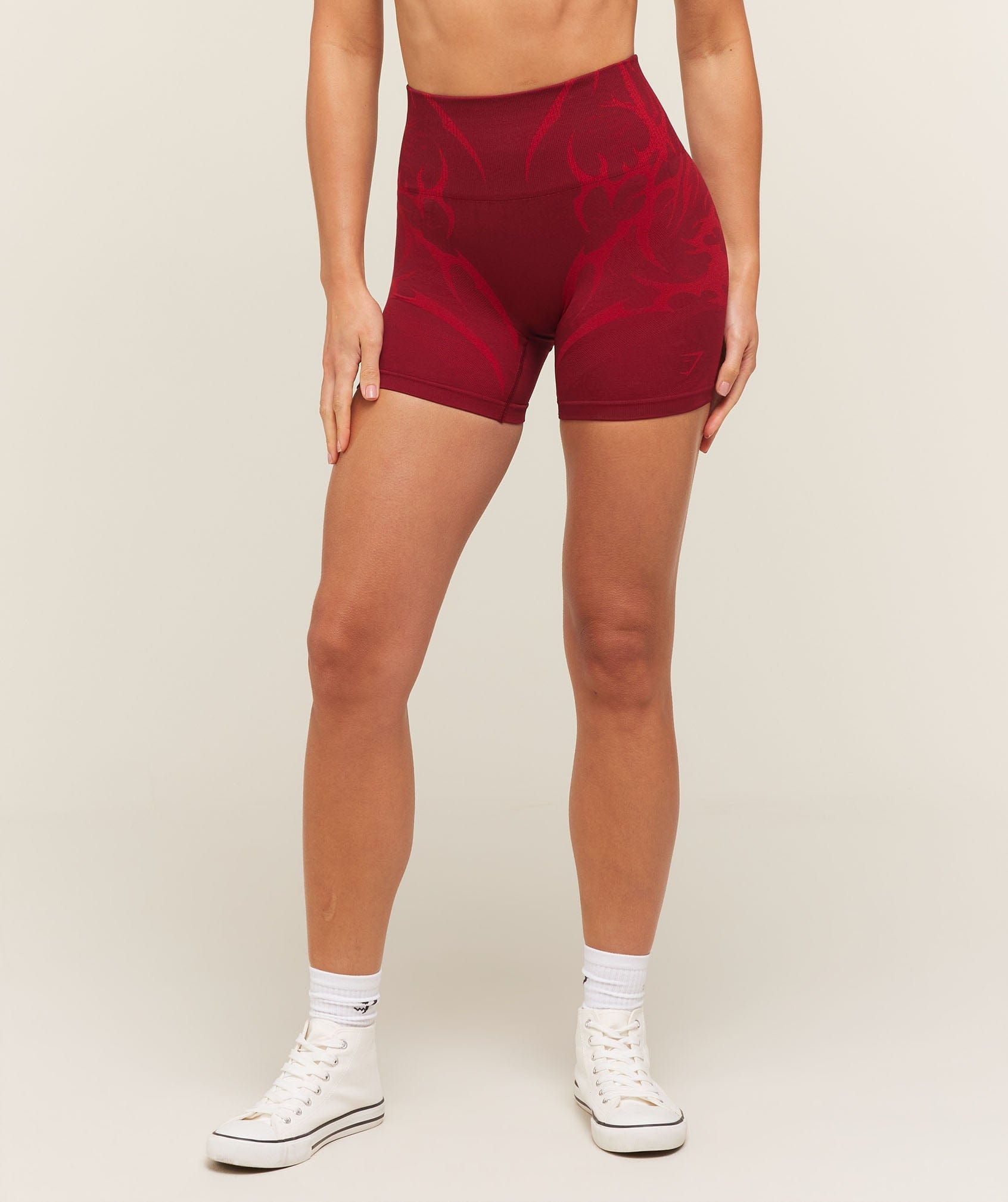 Women's Gymshark Storm Seamless Shorts Sets Red