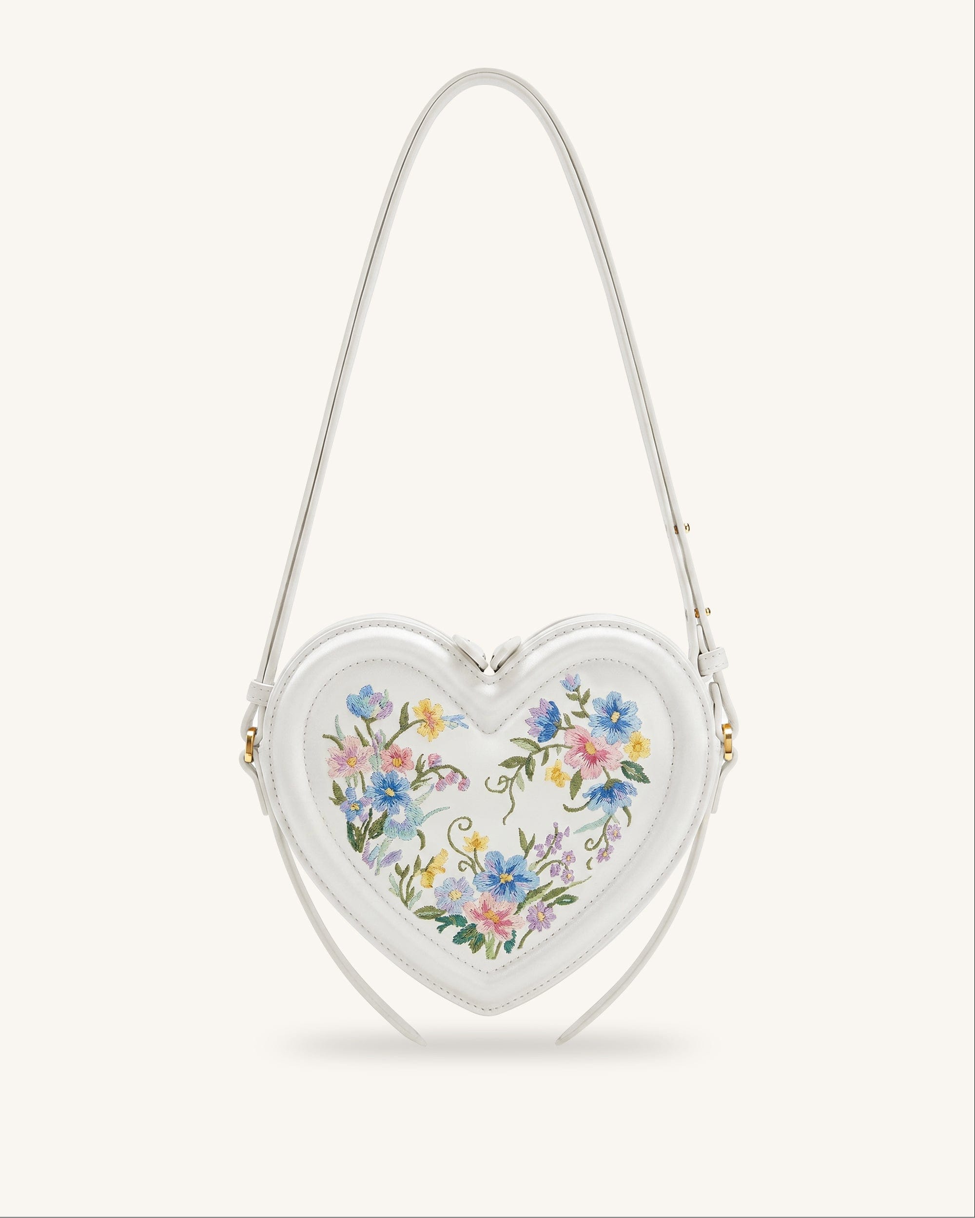 Jw Pei Arlene Embroidered Heart Shape Crossbody Bag Ivory White